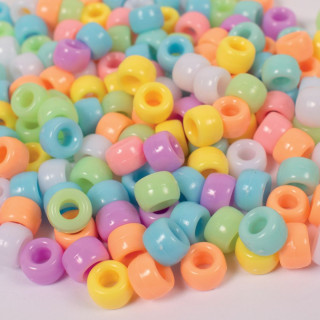 Pärlid plast 9mm 1000 tk. pastelsed värvid