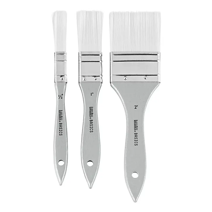 Sünteetilised pintslid lamedad 3tk. liquitex /1,27+2,54+5,08cm/
