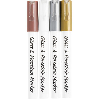 Portselani-klaasimarker 4värvi 1-4mm metallik