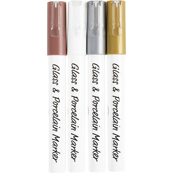 Portselani-klaasimarker 4värvi 1-4mm metallik