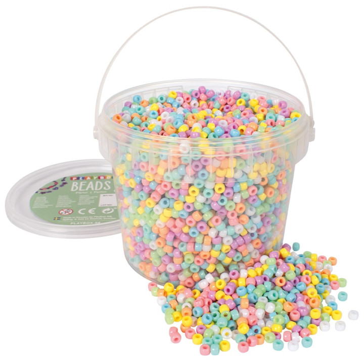 Pärlid plast 6mm 2100 tk. pastelsed värid
