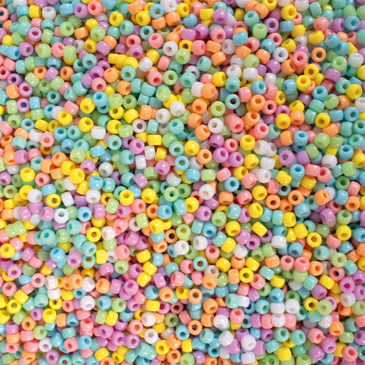 Pärlid plast 6mm 2100 tk. pastelsed värid