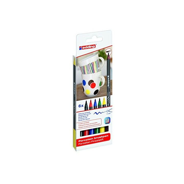 Portselanimarker pintselotsaga 1-4mm 6tk põhivärvid