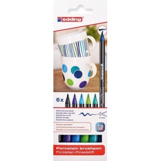 Portselanimarker pintselotsaga 1-4mm 6tk sinised toonid