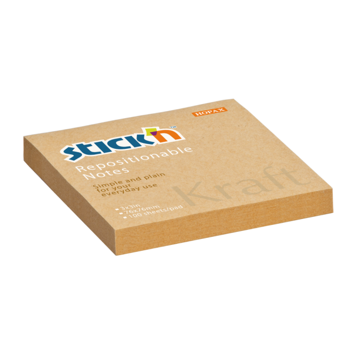 Märkmepaber liimiribaga 75x75mm kraft Märkmepaber liimiribaga 75x75mm kraft