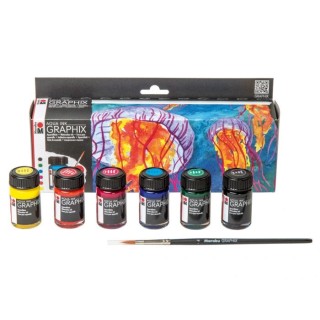 Akvarelltint 6*15ml+pintsel