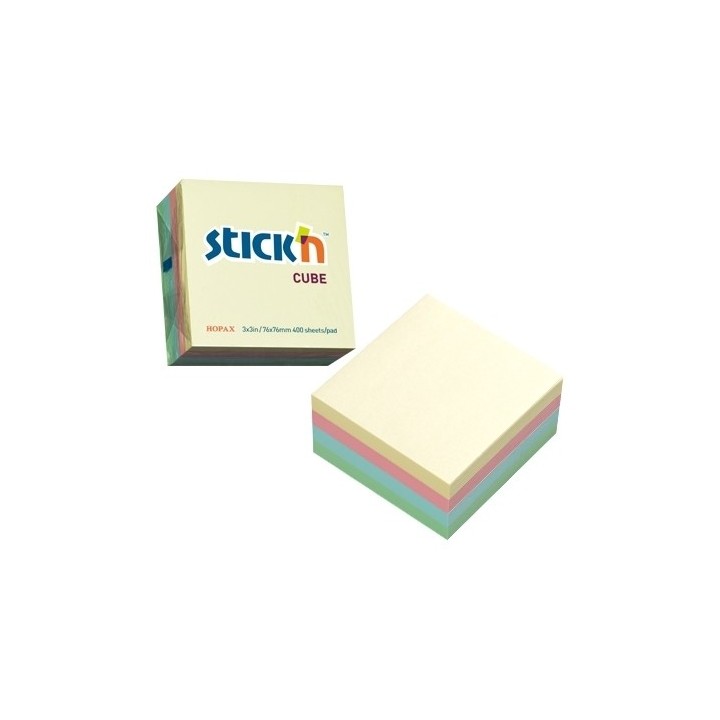 Märkmepaber liimiribaga 76*76 400 lehte 4*100  pastelsed toonidi