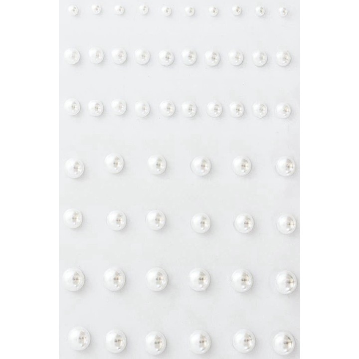 Kleebis poolpärlid 3-7mm 54 tk valge