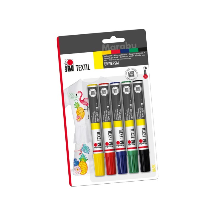 Tekstiilimarkerid 3mm 5 tk