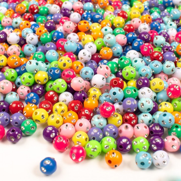 Pärlid plast kristallidega 8mm 1000tk