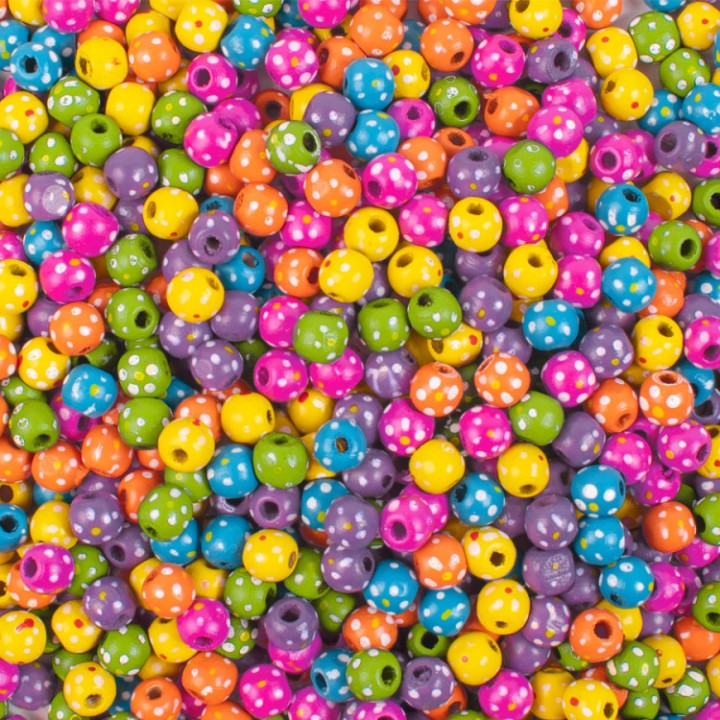 Pärlid puidust täppidega 10mm 375tk