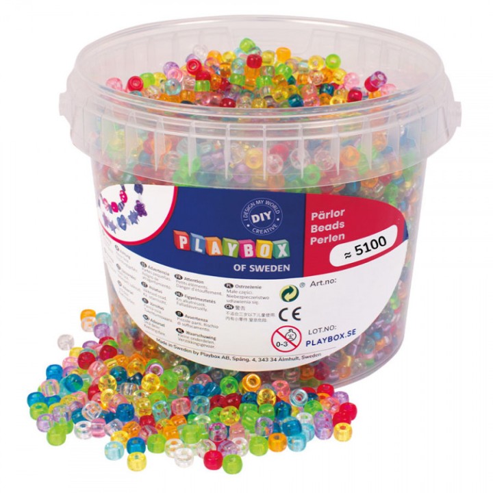 Pärlid plast 6mm läbipaistvad 5100tk