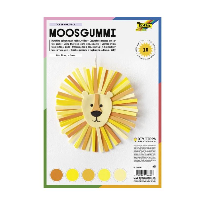 Vahtkumm 2mm 20*29cm 10 lehte kollased toonid