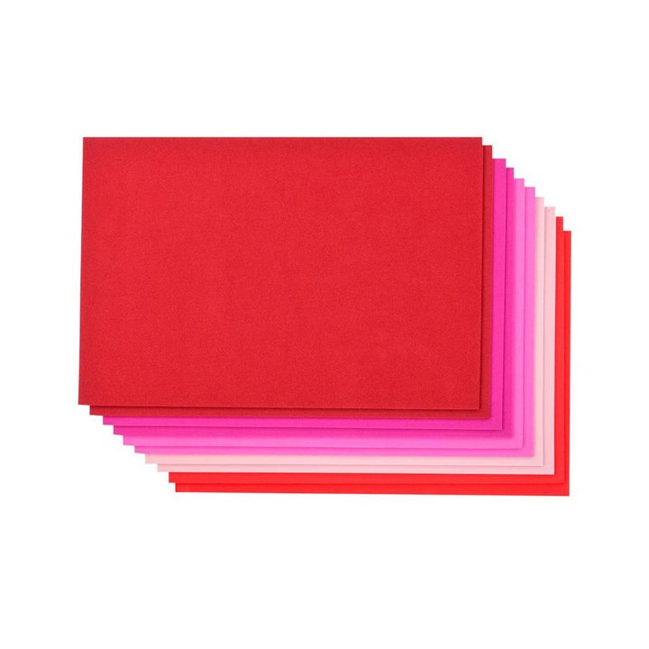 Vahtkumm 2mm 20*29cm 10 lehte roosad-punased toonid