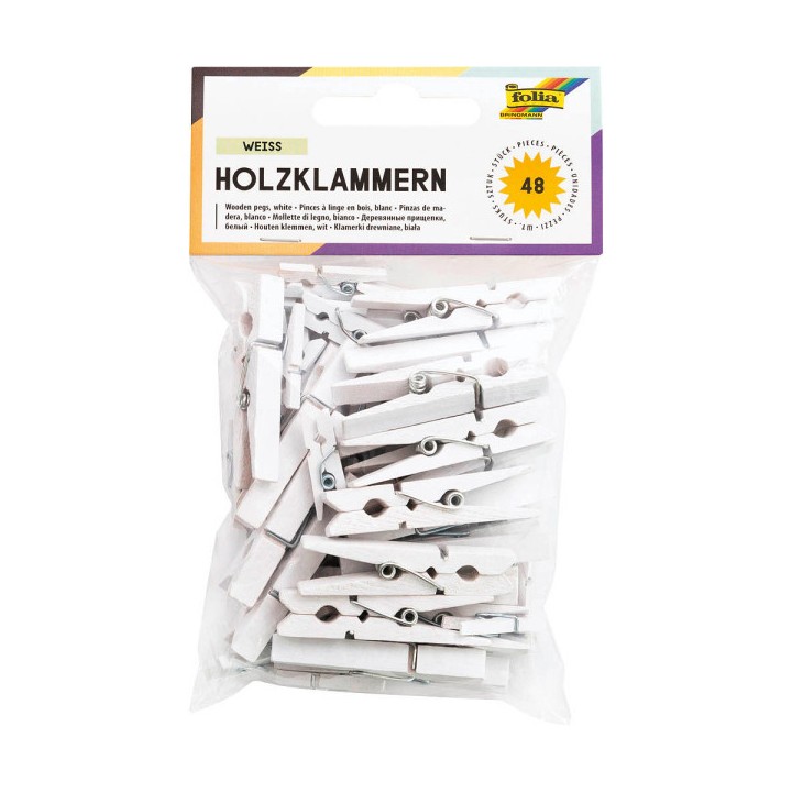 Pesulõks/näpp 48 tk. 3 suurust valged