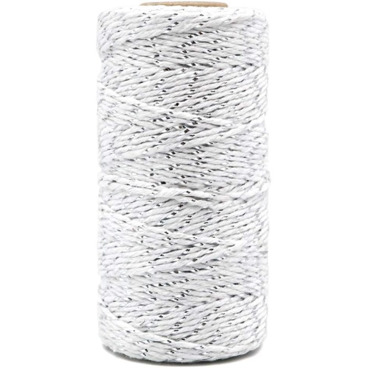 Nöörpael puuvill 2mm*100m hõbe/valge Nöörpael puuvill 2mm*100m hõbe/valge