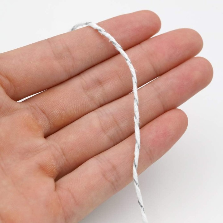 Nöörpael puuvill 2mm*100m hõbe/valge Nöörpael puuvill 2mm*100m hõbe/valge