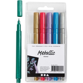Marker / viltpliiats 2-4mm metallik 6 tk.