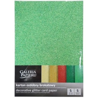 Glitterkartong A4 5 lehte jõulutoonid 210g