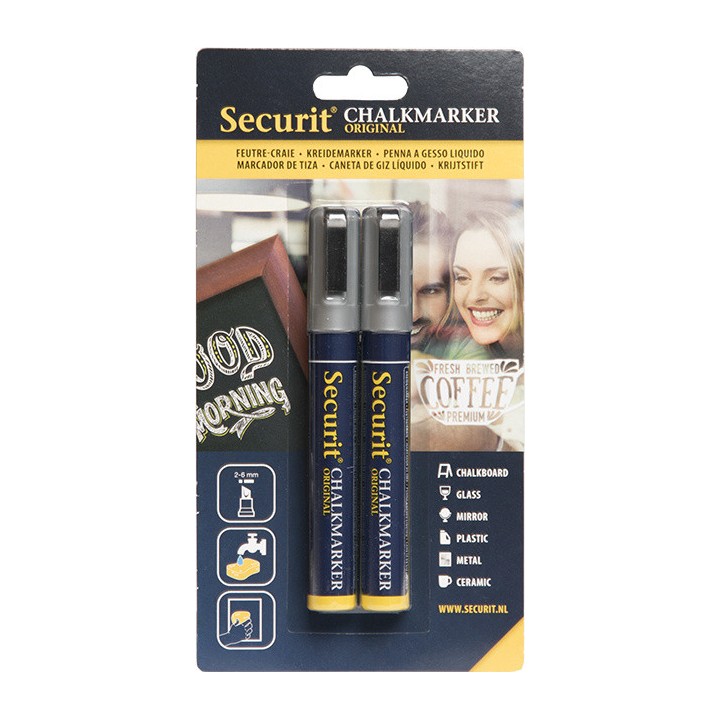 Kriidimarker securit 2 tk. hõbe lõigatud ots 2-6mm