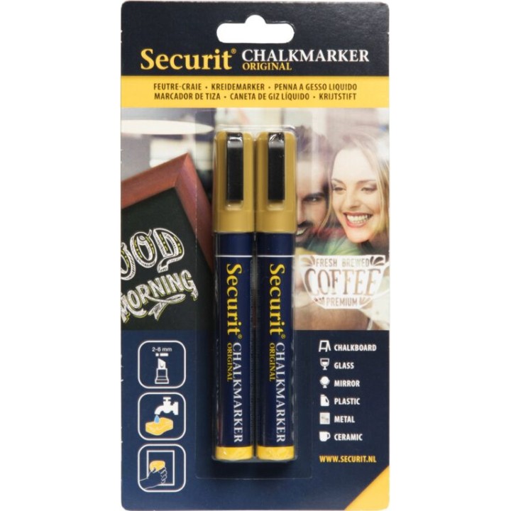 Kriidimarker securit 2 tk. kuld lõigatud ots 2-6mm