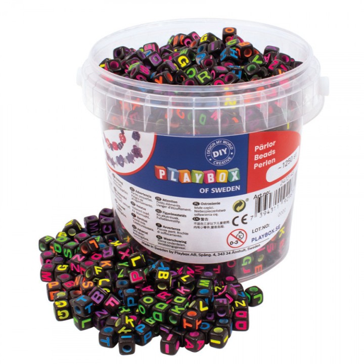 Pärlid tähestik neoon 7*7mm 1250 tk. Pärlid tähestik neoon 7*7mm 1250 tk.