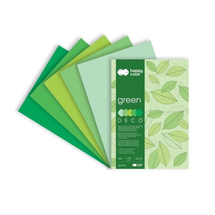 Kartong 170g A4 rohelised toonid 20lehte