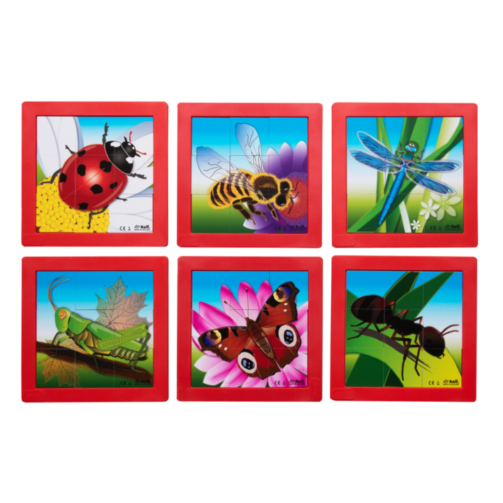 Pusled plastik alustel "putukad" 6 tk.