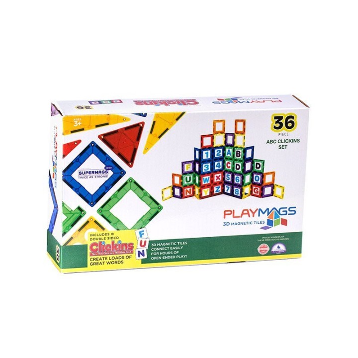 Playmags magnetklotsid 36 osa tähtede ja numbritega