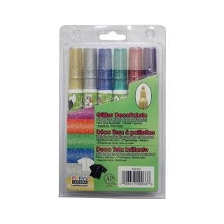 Marker tekstiilile 3mm glitter 6 värvi