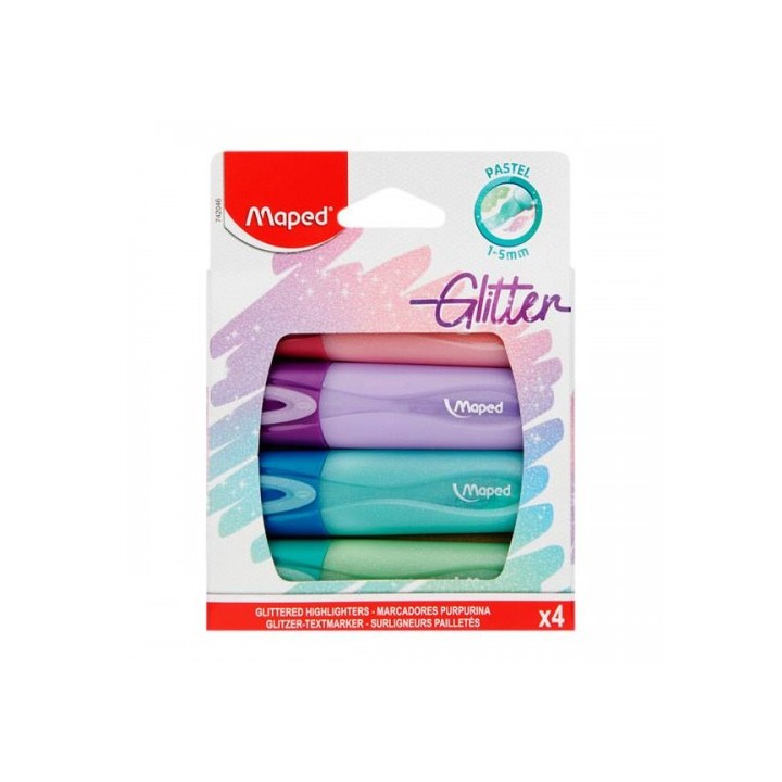 Tekstimarker glitter pastel 4 tk.