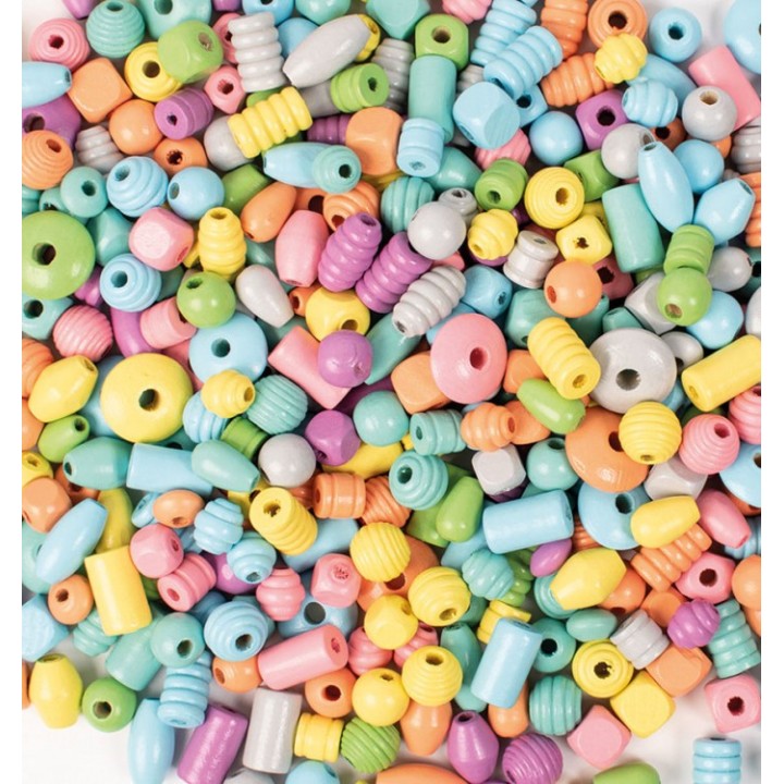 Pärlid puidust 120g pastell