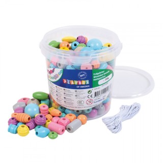 Pärlid puidust pastellsed  topsis 250g