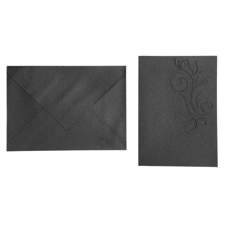 Kaardipõhi+ümbrikud mustad 5 komplekti A6