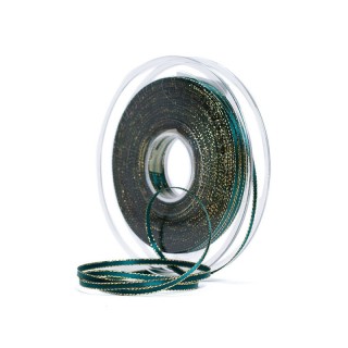 Satiinpael 3 mm x 50 m jõuluroheline kuldäärega