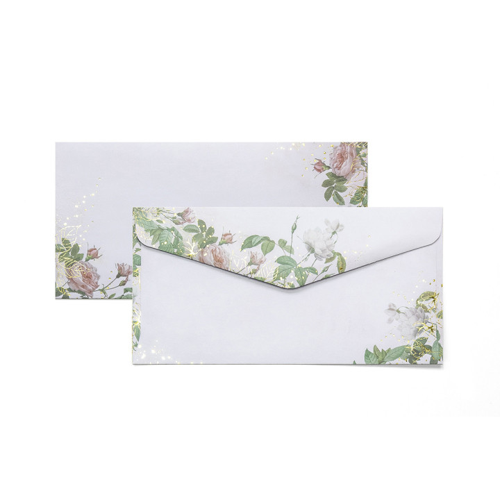 Dekoratiivümbrik DL 120g 10 tk. kuldsed roosid Dekoratiivümbrik DL 120g 10 tk. kuldsed roosid