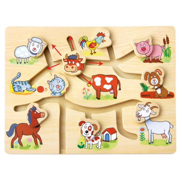 Puidust labürint pusle loomadega