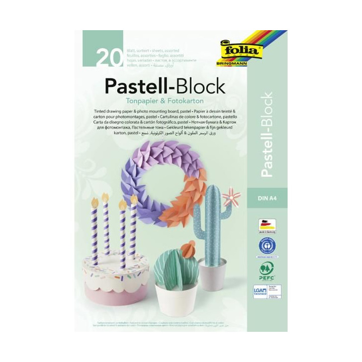 värviline kartong 300g  ja paber 130g pastellsetes toonides 10+10 lehte