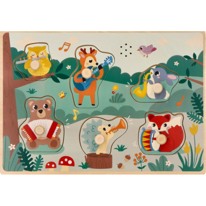 Helidega nupupusle, muusikariistadega metsloomad