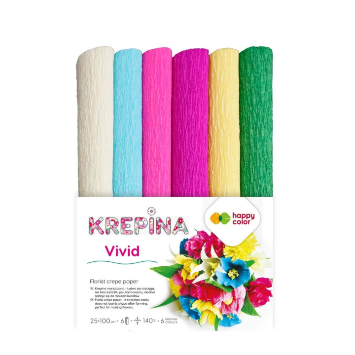 Krepp paber veniv 140% 6 värvi Vivid Krepp paber veniv 140% 6 värvi Vivid