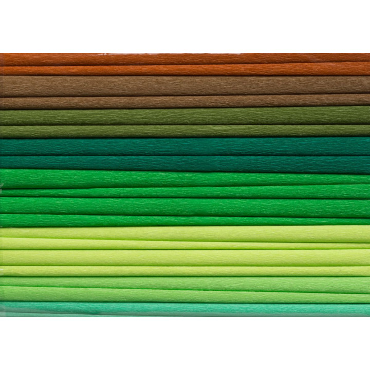 Krepp-paber 25*200cm 10 tk. rohekad toonid