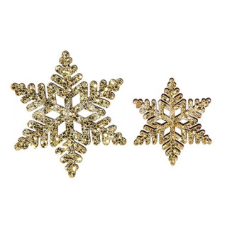 Lumehelbed puidust 5+3cm,12+6 tk. kuldse sädelusega