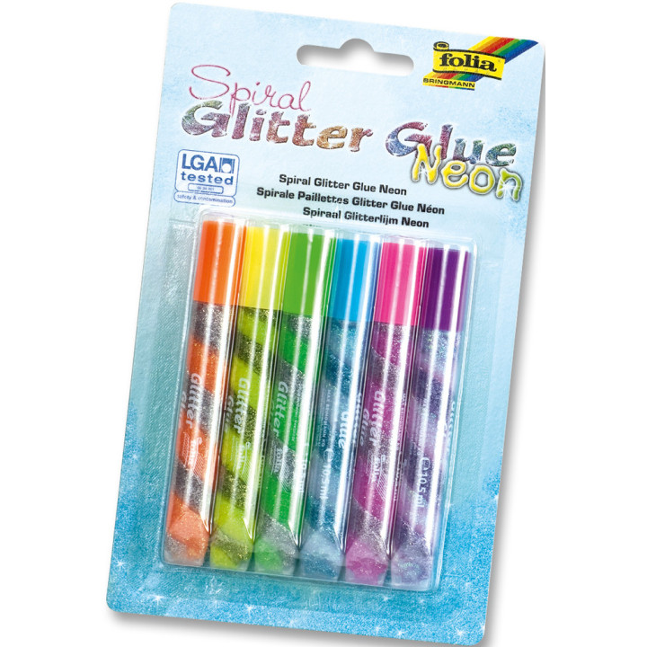 Sädelev/glitterliim 6x10,5 ml neoon spiraal