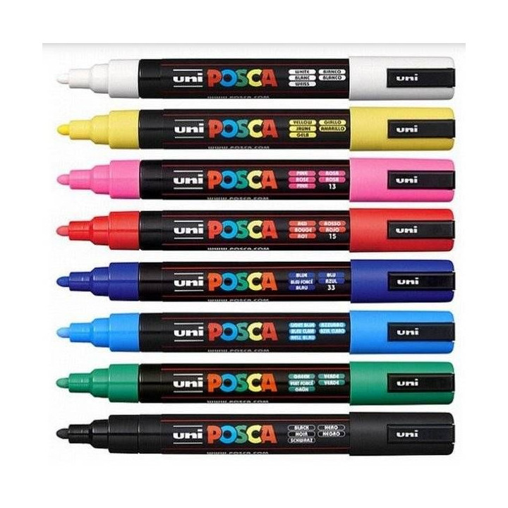marker uni POSCA PC-5M 1,8-2,5mm 8 põhivärvi