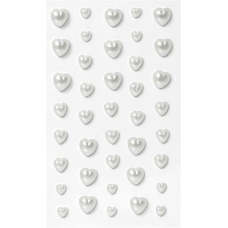 Poolpärlid süda kleebisega 40 tk. pärlivalged