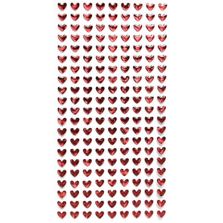 Kristallsüdamed punased kleebisega  189 tk.