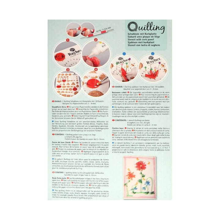 Quillingu šhabloon+ korkplaat +nööpnõelad