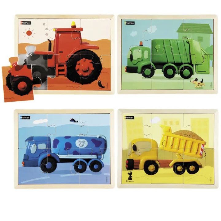 Puidust pusle raamis "Värvilised sõidukid"