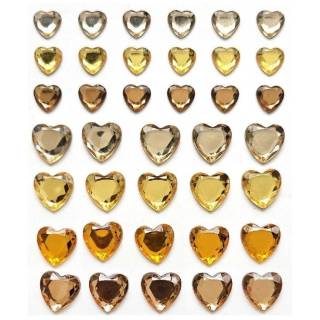 Kristallsüdamed  kleebisega  38tk kuldsed