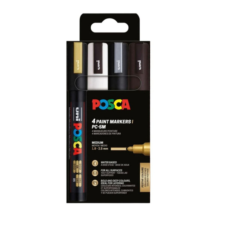 koopia marker uni POSCA PC-5M 1,8-2,5mm 8 metallikvärvi-st